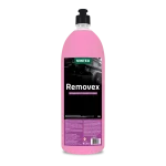 Pink bottle of VINTEX Removex degreaser and chassis cleaner with black label and pump cap.