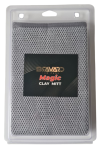 Beavard car care magic clay mitt in a gray knitted mitt inside clear plastic packaging. - bravaro